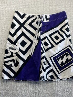 Y2K Billabong Shorts Men's Size 38 Retro Purple Trippy AOP Skater 2000's Grunge